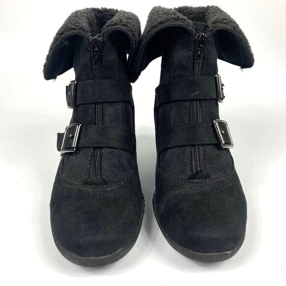 Women's A2 By Aerosoles Music Women's Sherpa Lined Cuffed Wedge Ankle Boots 8.5 - Picture 2 of 8